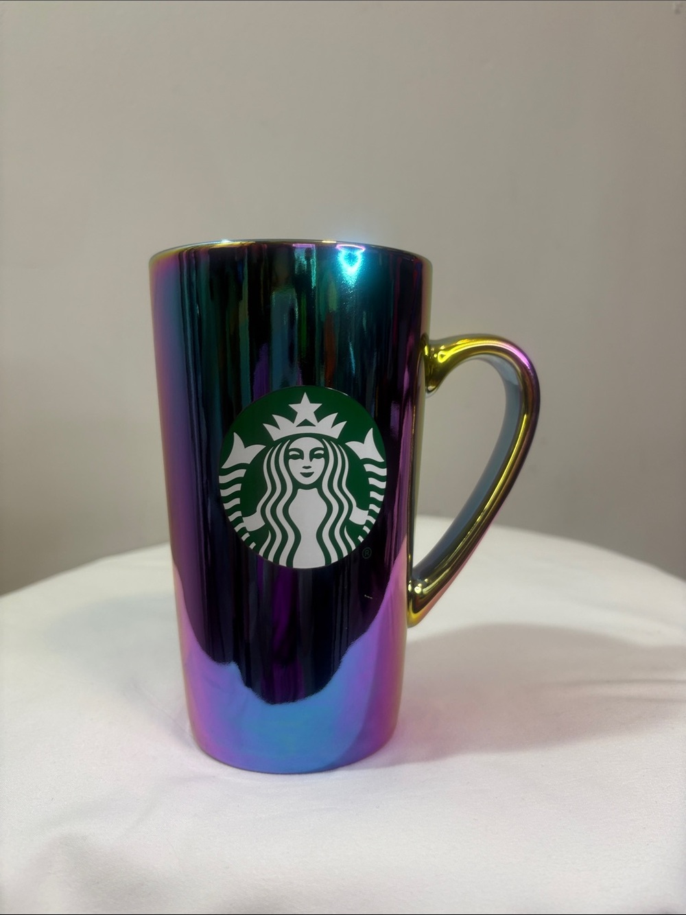 16-ounce Starbucks Rainbow Iridescent Oil Slick Ceramic Handle Mug 2022 Holiday